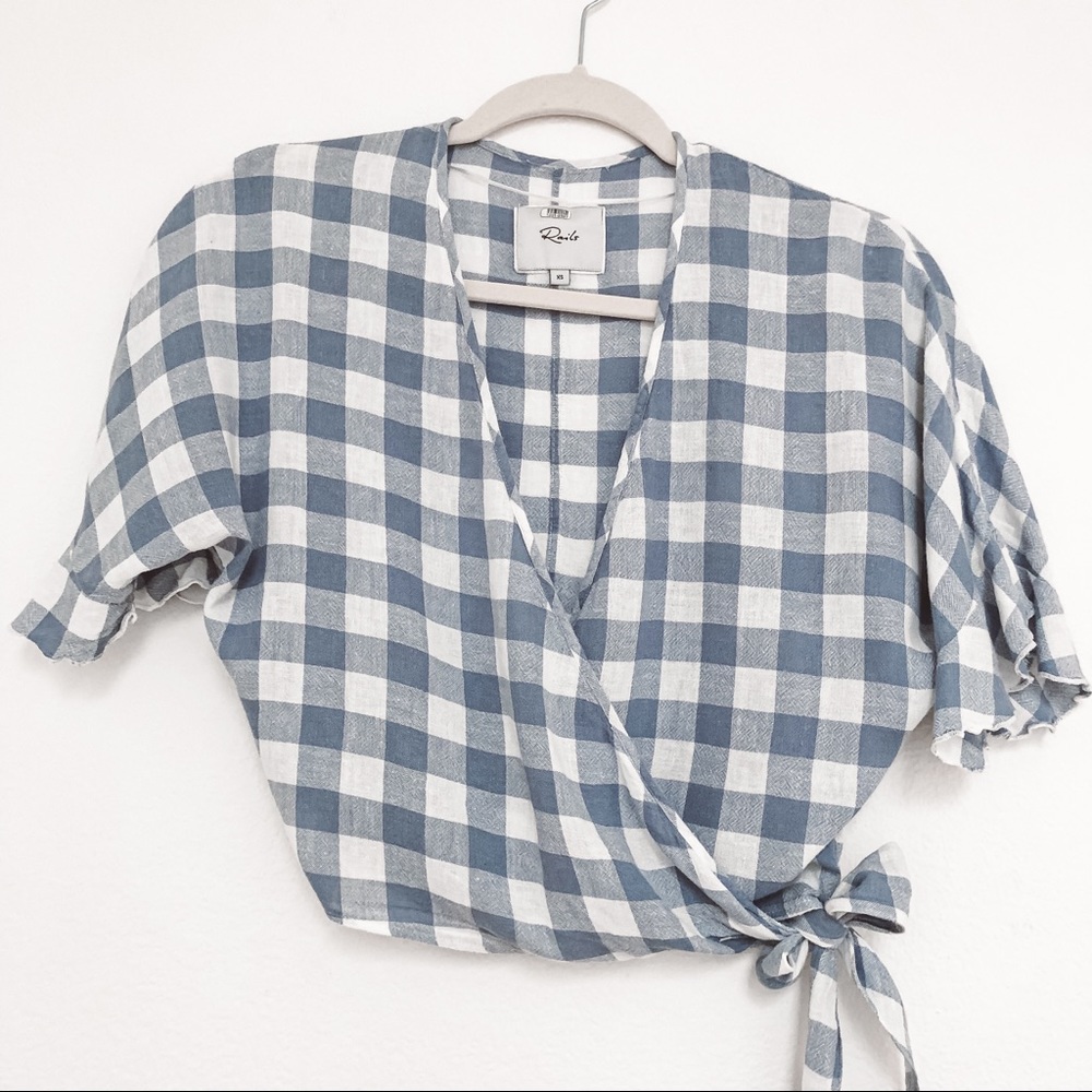 Rails Check Athena Wrap Top Periwinkle Size Xs - image 5